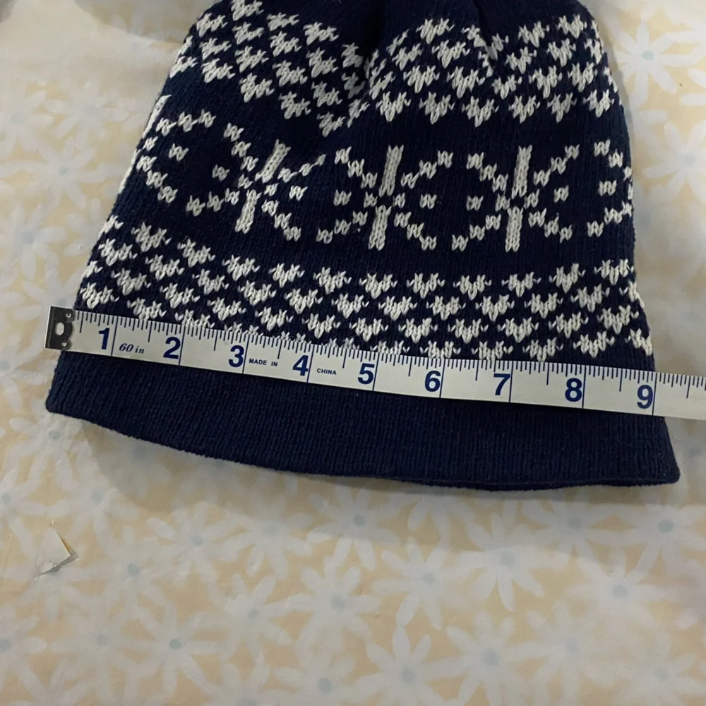 Navy and White Knit Beanie